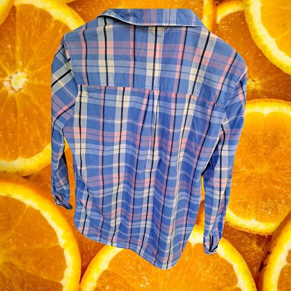 Prince & Fox Pink and Blue Plaid Button Up Shirt Size Large - Picture 7 of 8